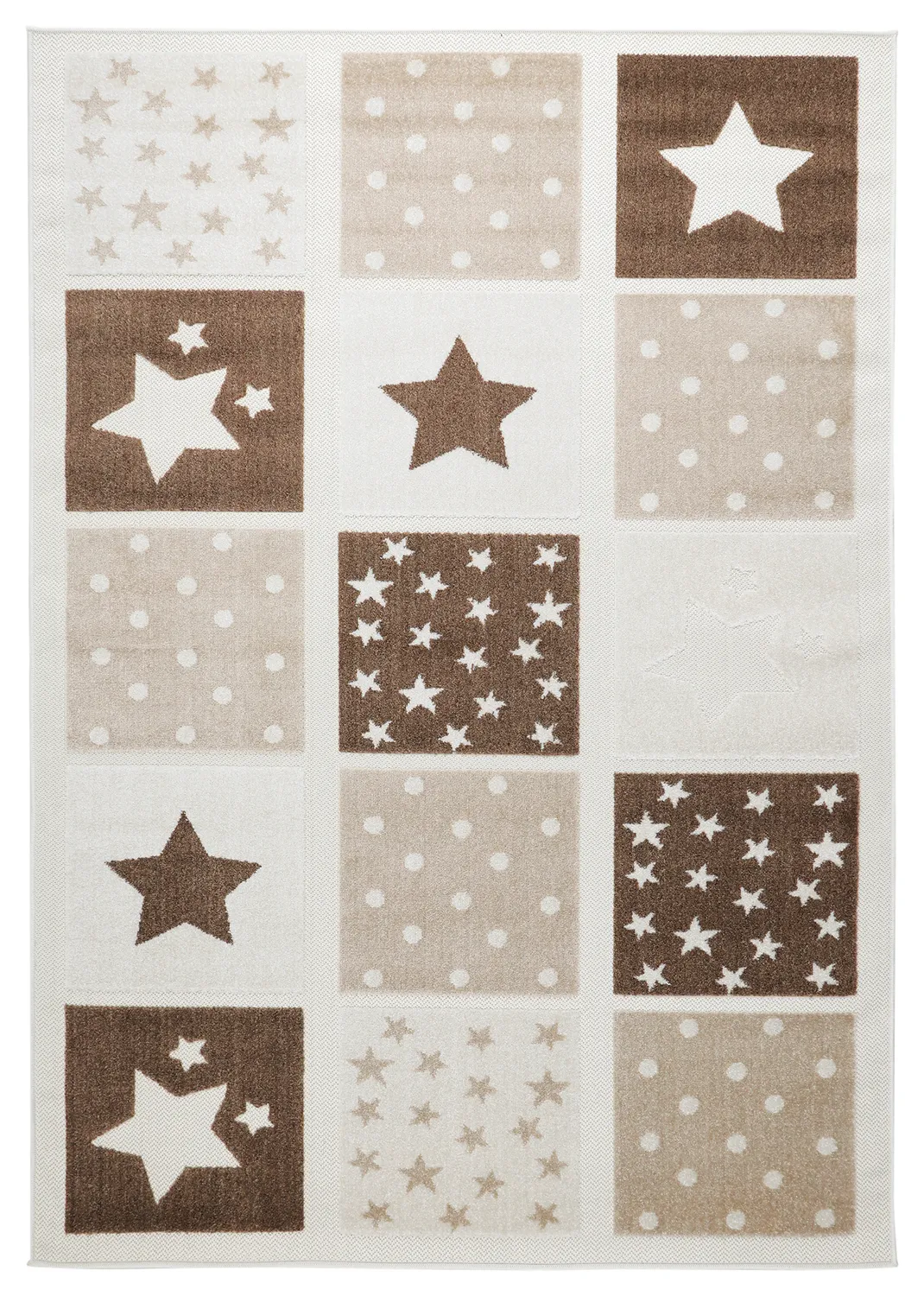 Tappeto per Bambini - Star Grid (crema/marrone)