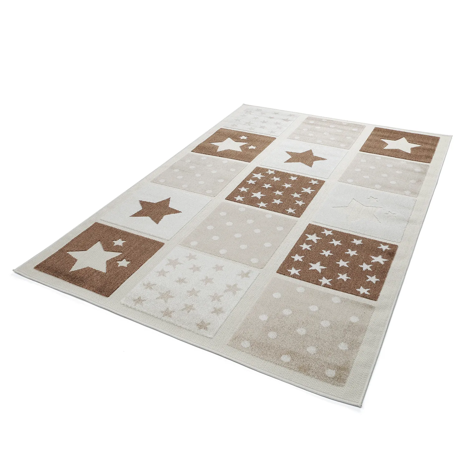 Tappeto per Bambini - Star Grid (crema/marrone)