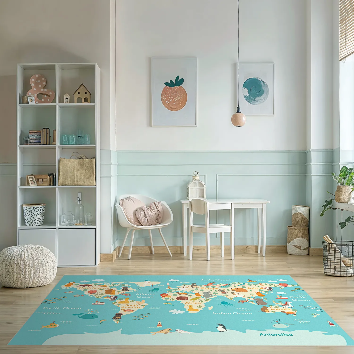Tappeti per bambini - World Map (blu/multi)