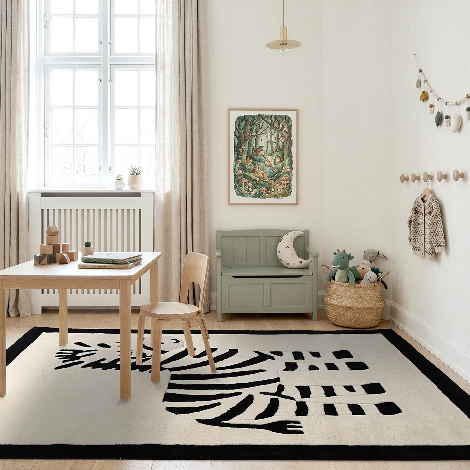 Tappeto per Bambini - Zebra Hand Tufted Wool Premium (beige/nero)