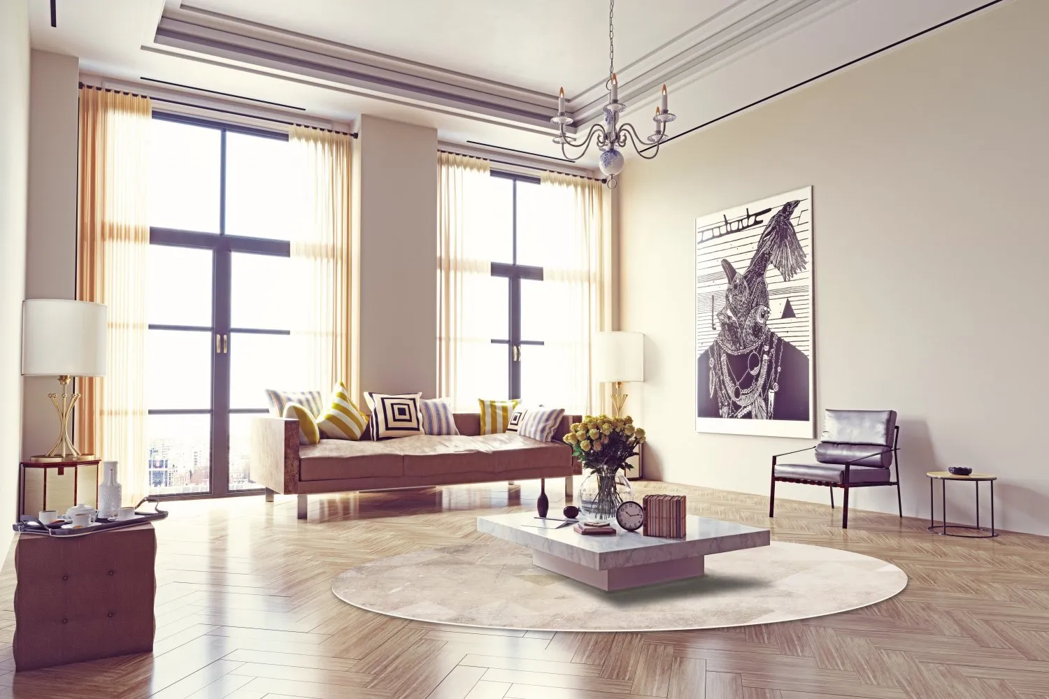 Tappeto rotondo - Porto (beige)