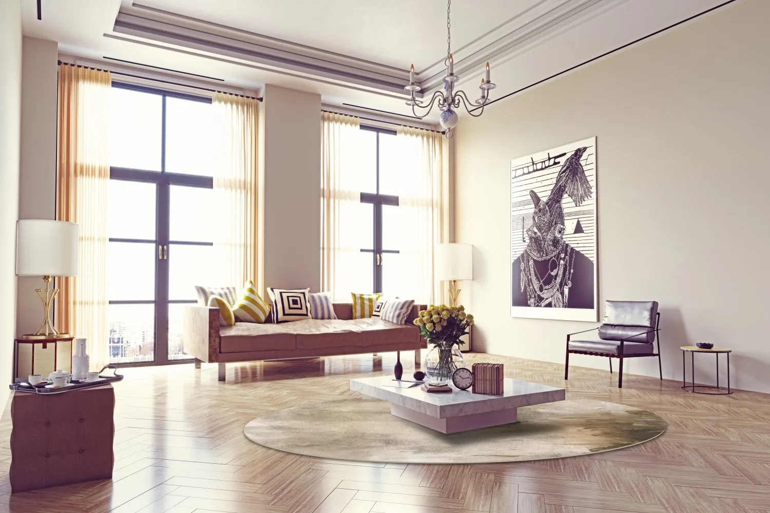 Tappeto rotondo - Cadiz (beige)