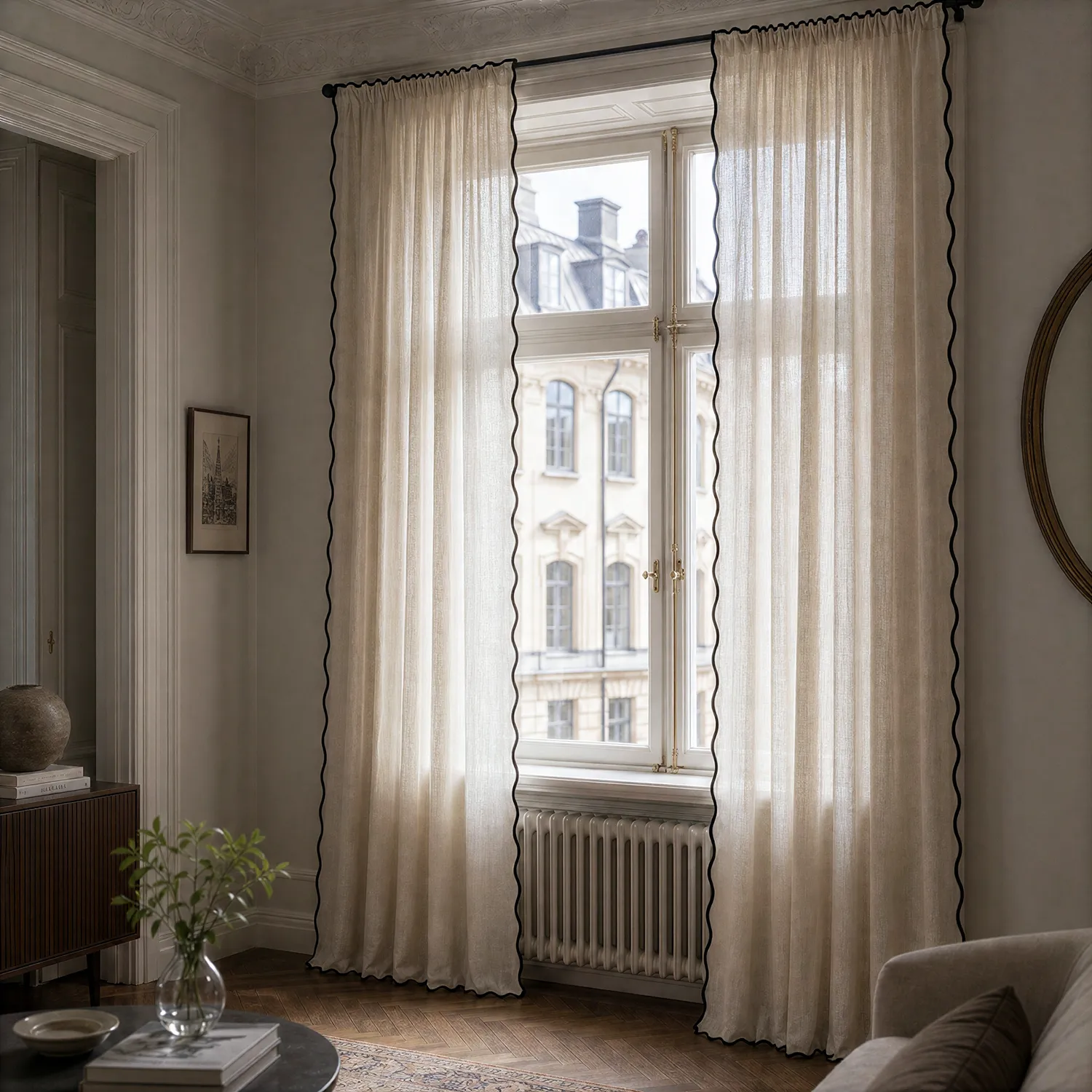 Set di 2 tende in cotone Yrsa (beige chiaro)