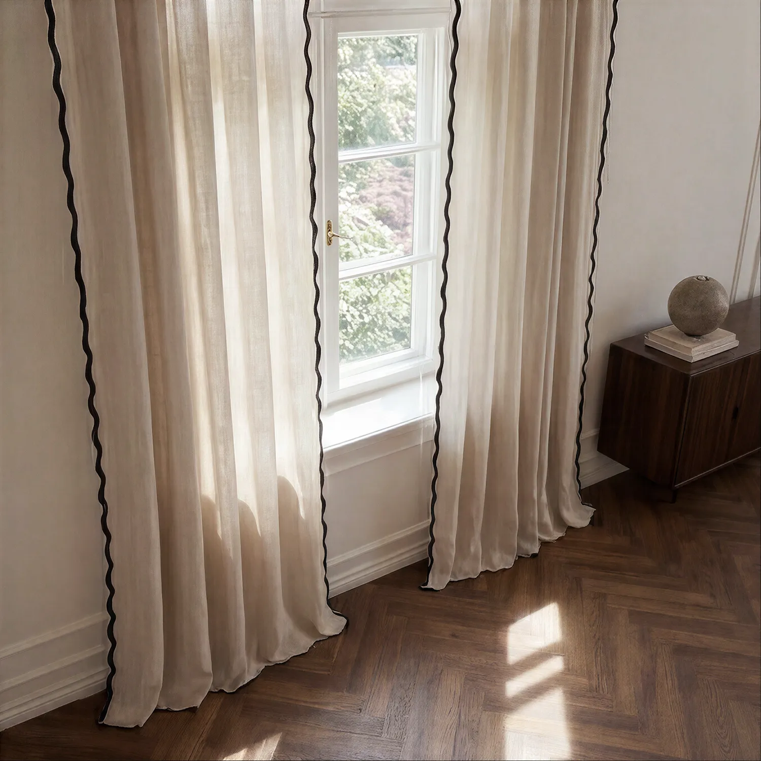 Set di 2 tende in cotone Yrsa (beige chiaro)