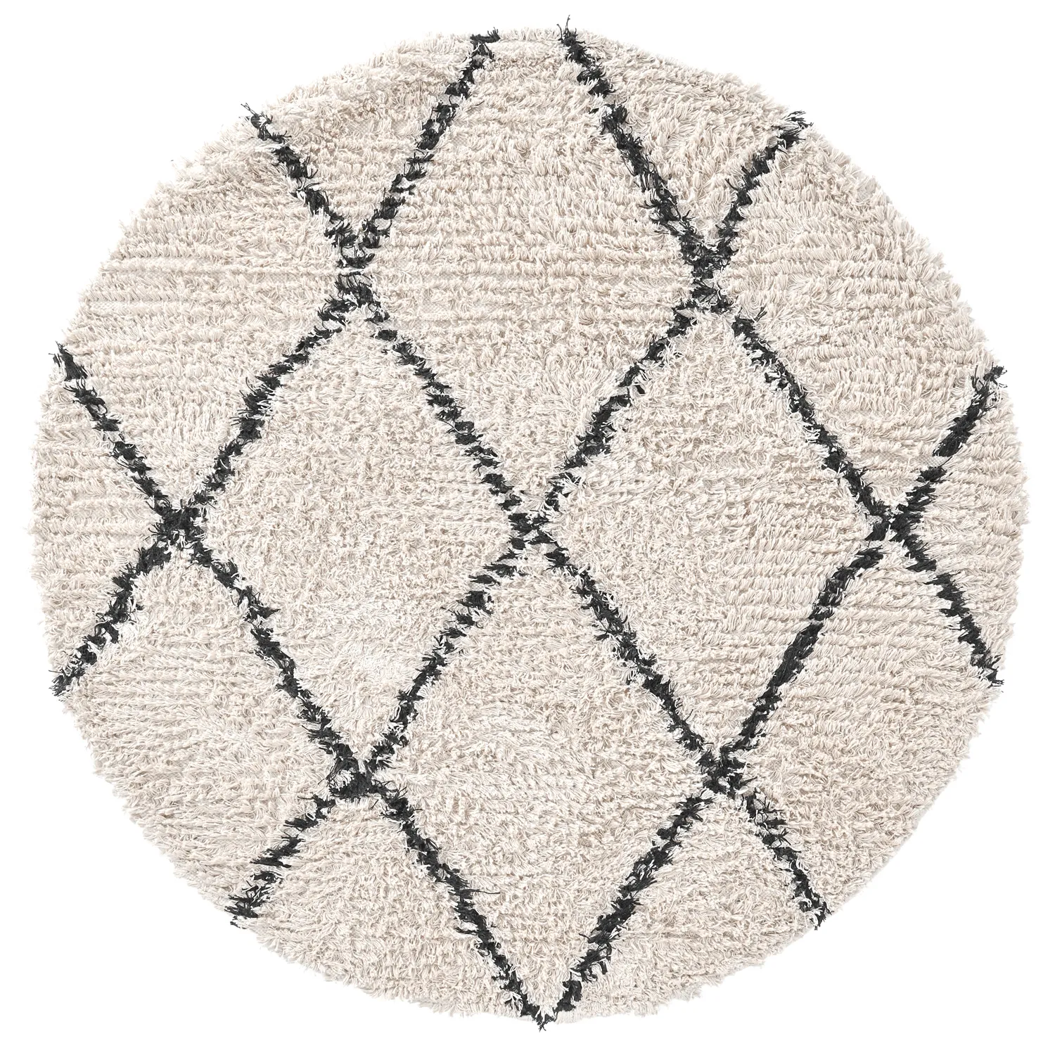 Tappeto rotondo - Alcott Natural Cotton Shaggy (bianco/nero)