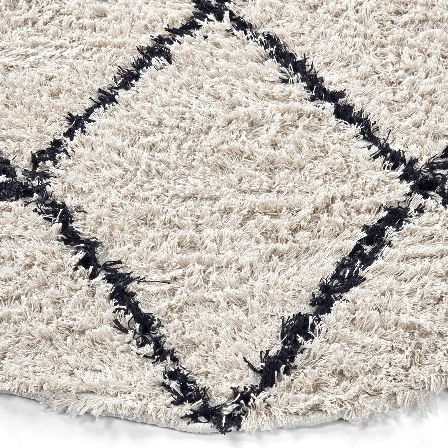 Tappeto rotondo - Alcott Natural Cotton Shaggy (bianco/nero)