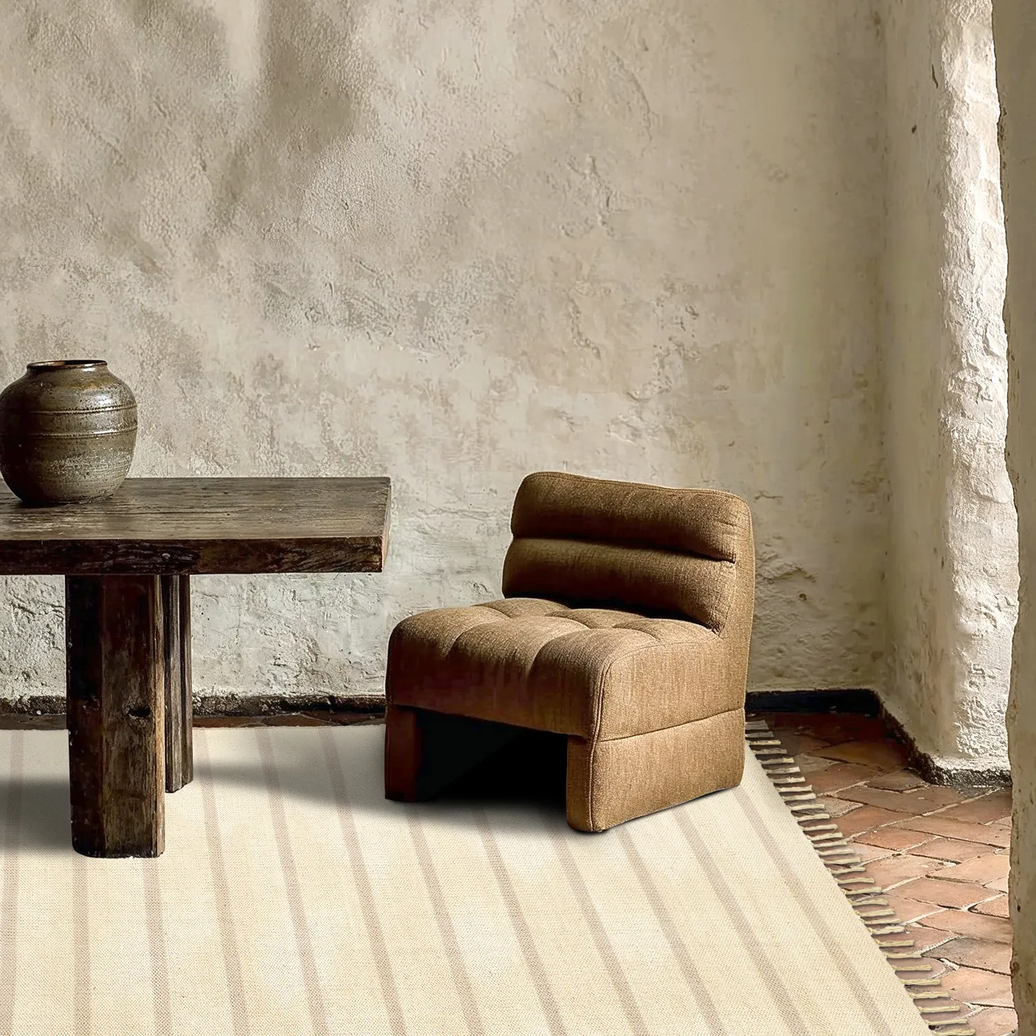 Tappeto di cotone - Helle (bianco sporco/grigio)