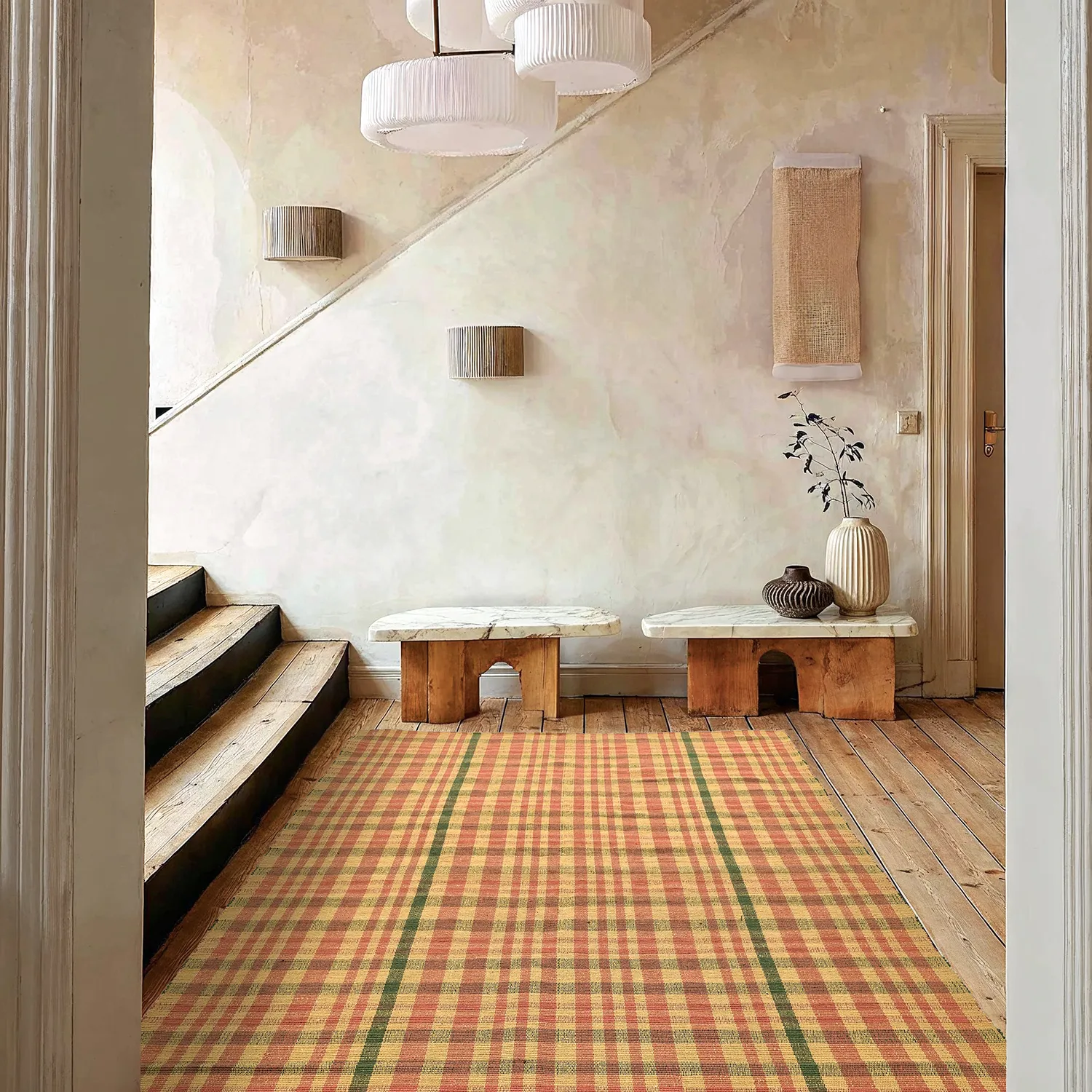 Tappeto di cotone - Husvik (senape/multicolore)