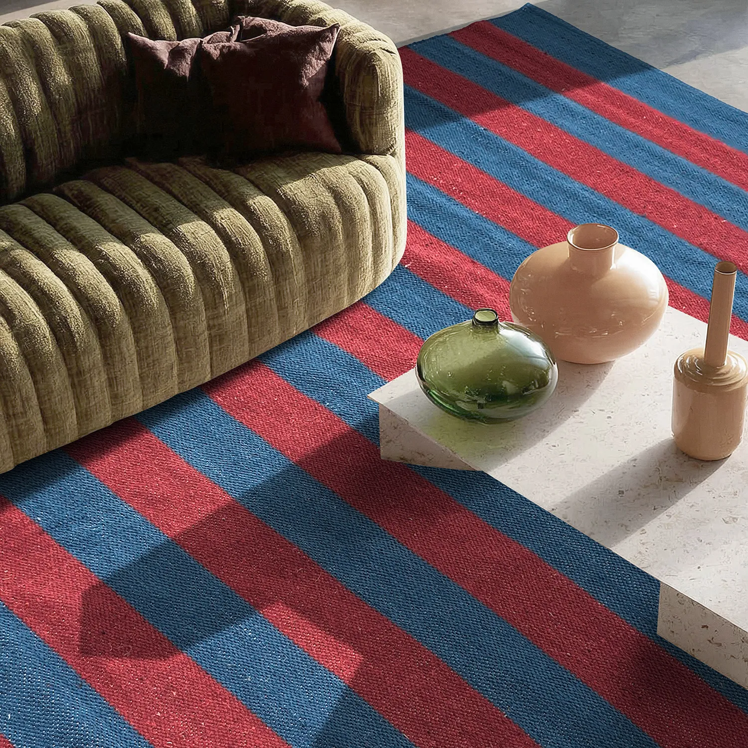 Tappeto di cotone - Nilo (rosso/blu)