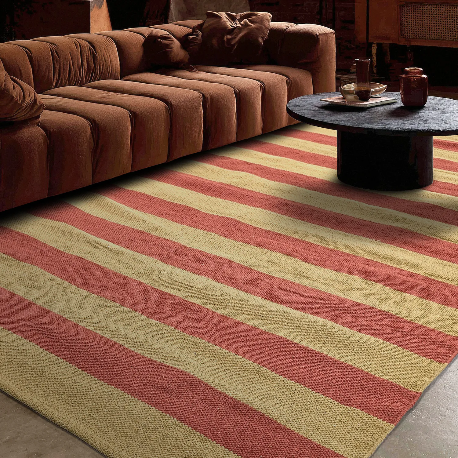 Tappeto di cotone - Nilo (giallo senape/terracotta)