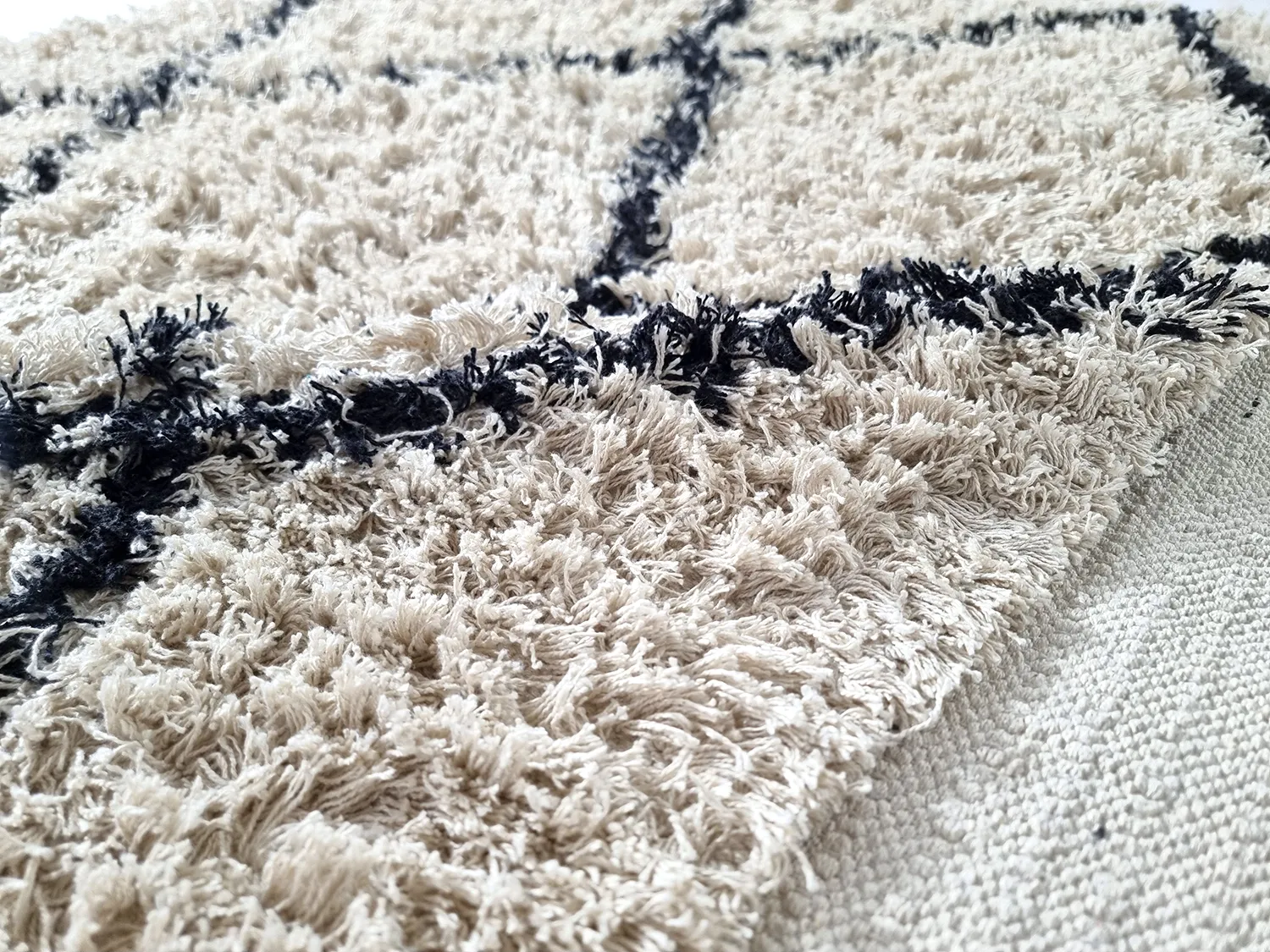 Tappeto A Pelo Lungo - Alcott Natural Cotton Shaggy (nero/bianco)