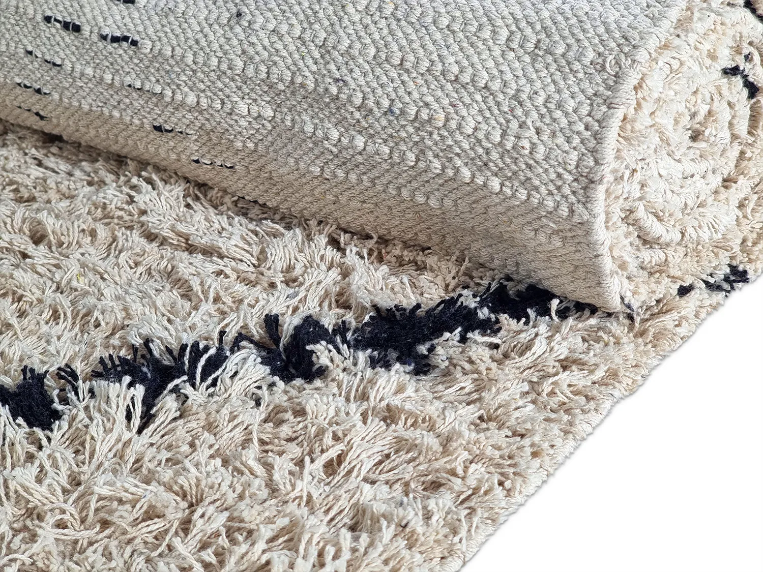 Tappeto A Pelo Lungo - Alcott Natural Cotton Shaggy (nero/bianco)