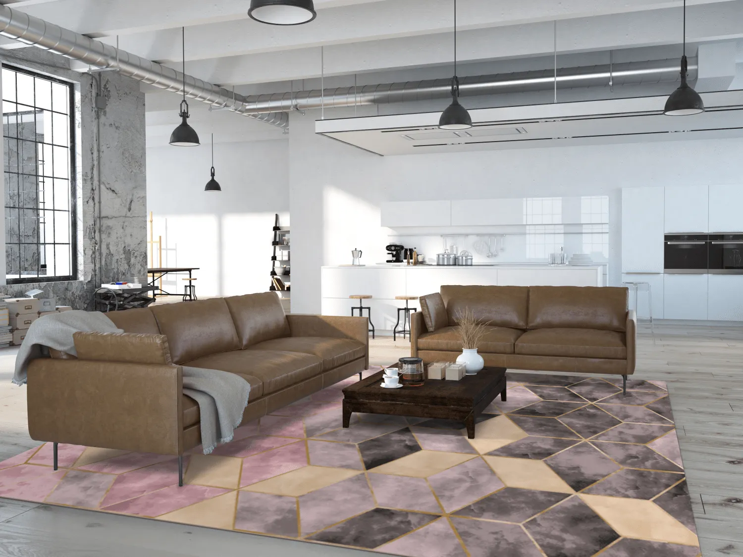 Tappeto Wilton - Brendola (rosa/grigio/oro)