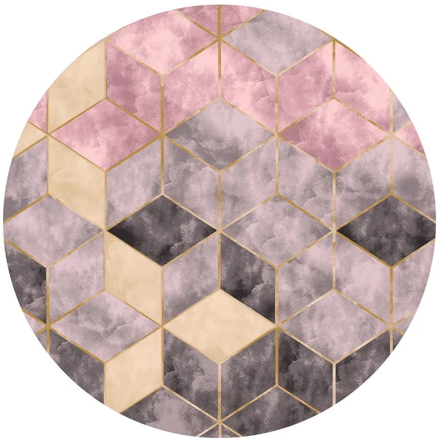 Tappeto rotondo - Brendola (rosa/grigio/oro)