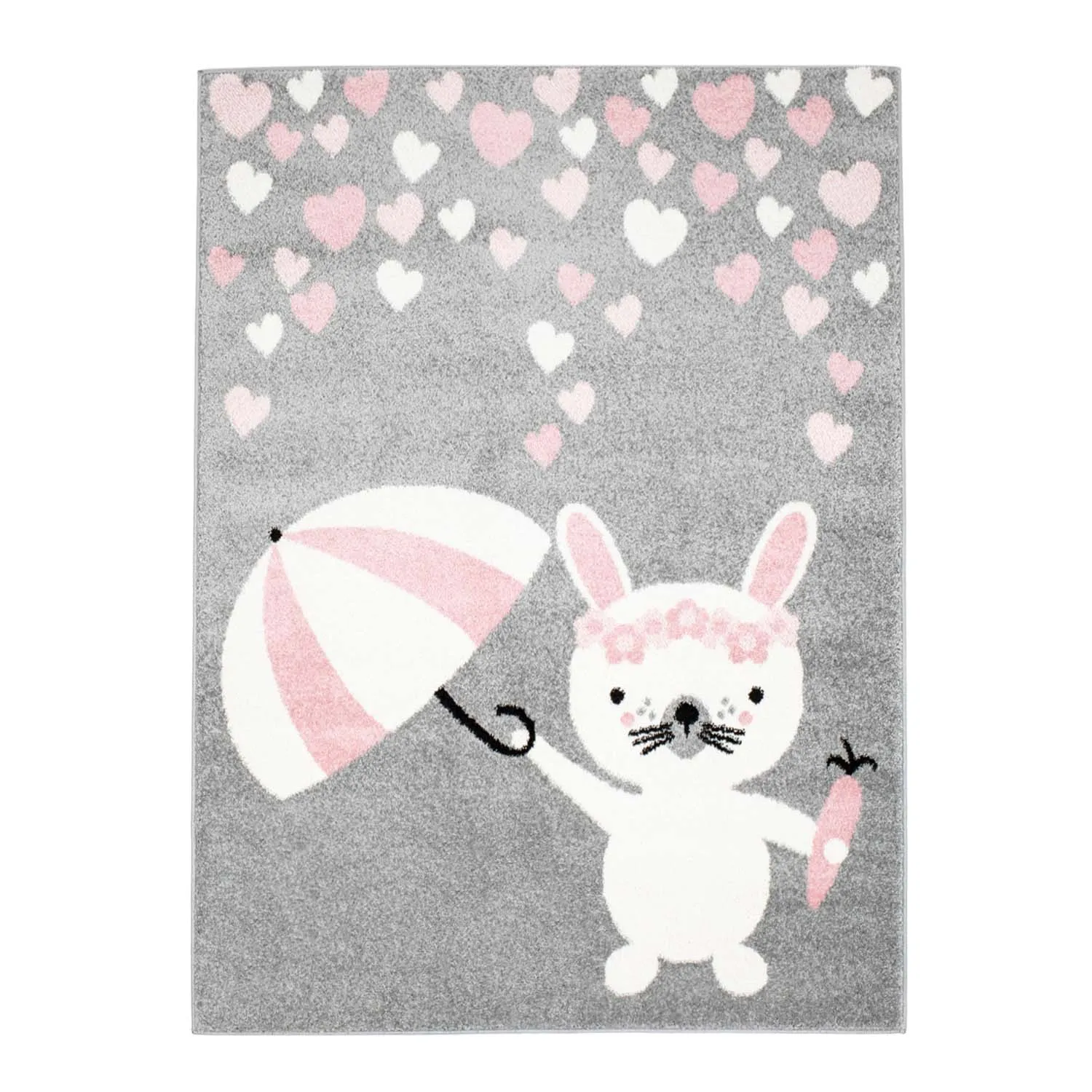 Tappeto per la camera dei bambini TAPPETI PER BAMBINI per ragazzo ragazza Bubble Rain grigio Coniglio con ombrello