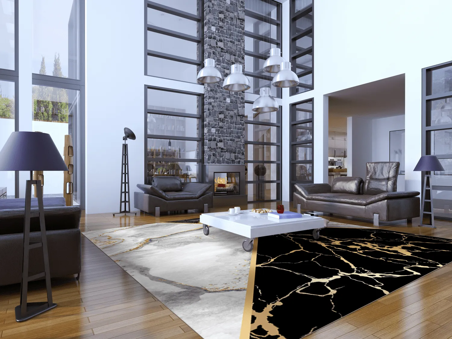 Tappeto Wilton - Cassa (grigio/nero/oro)