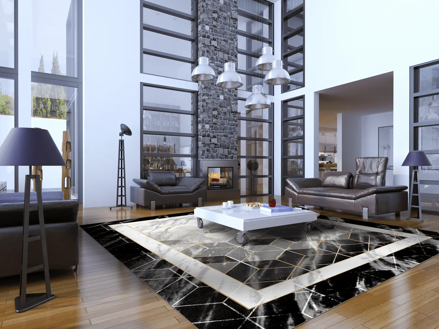 Tappeto Wilton - Castello (nero/bianco)