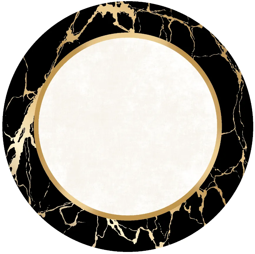 Tappeto rotondo - Cerasia (nero/bianco/oro)