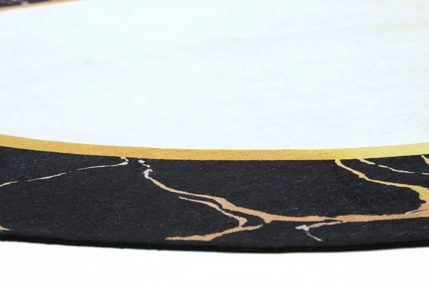 Tappeto rotondo - Cerasia (nero/bianco/oro)