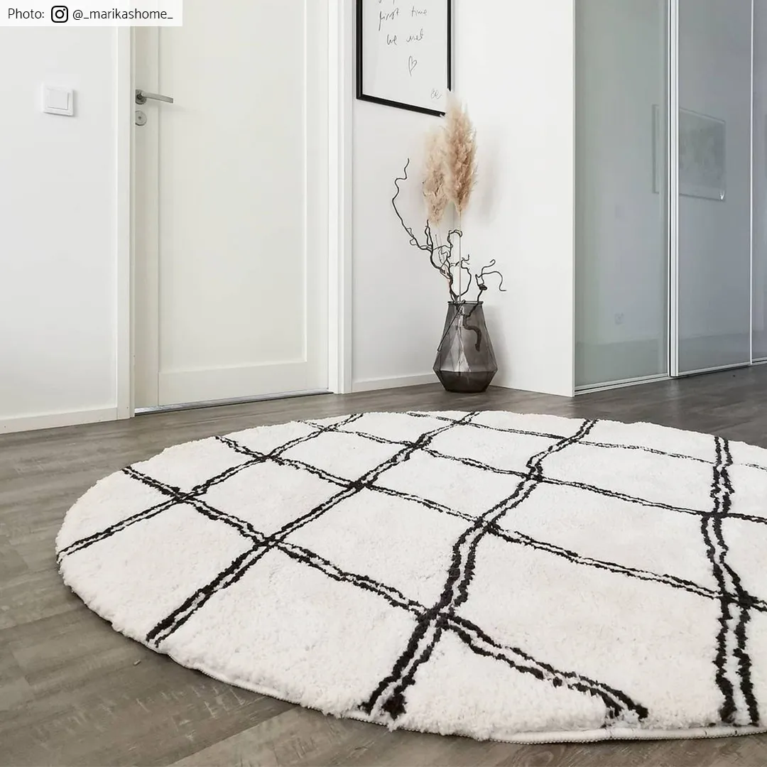 Tappeti rotondi - Morocco (nero/bianco)