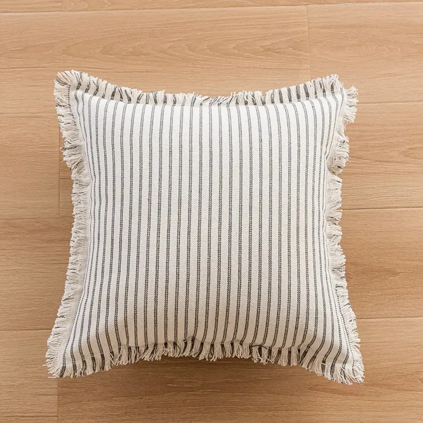 Fodera per cuscino - Fringed (grigio)