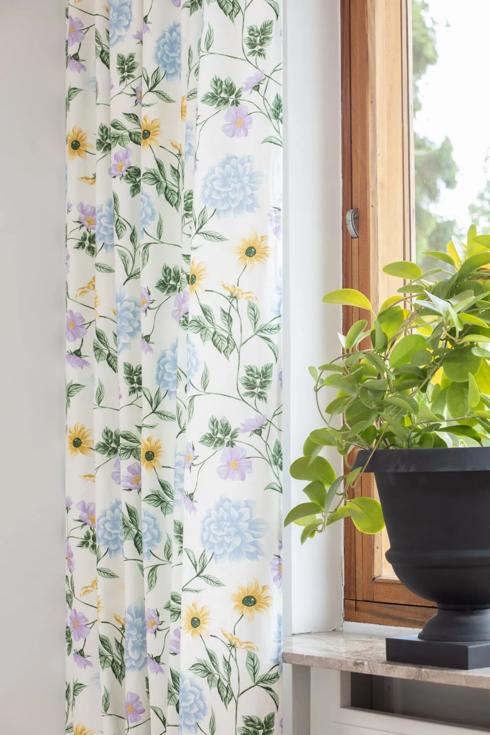 Tende - Cortina di cotone Dahlia (blu)