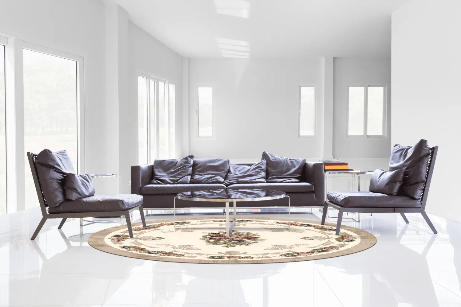 Tappeto rotondo - Delpha (beige/multi)