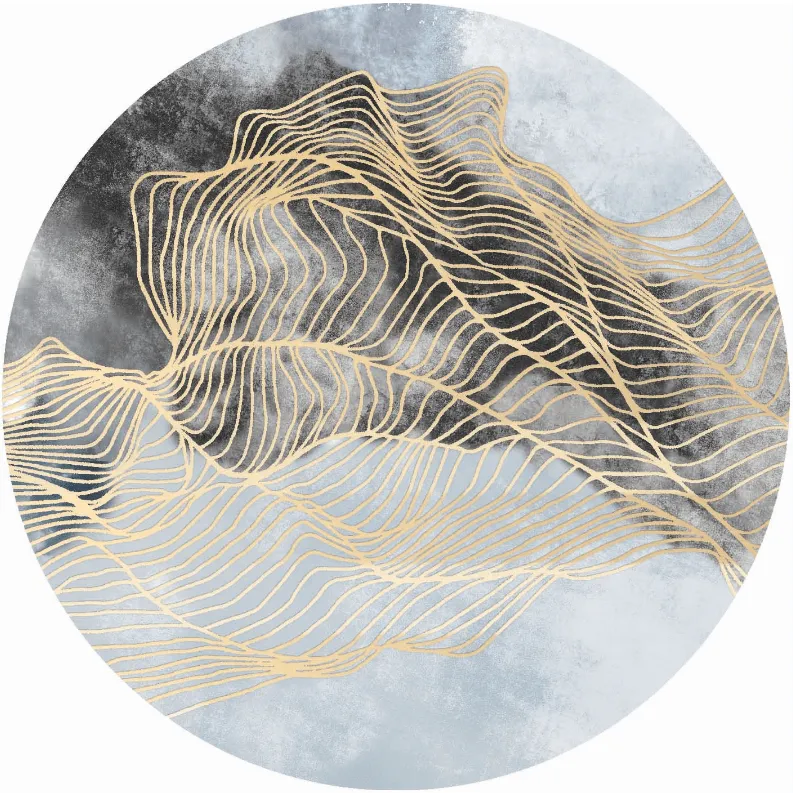 Tappeto rotondo - Ekual (blu/grigio/oro)