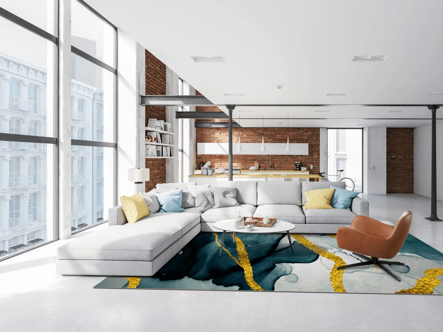 Tappeto Wilton - Alvaro (blu/bianco/oro)