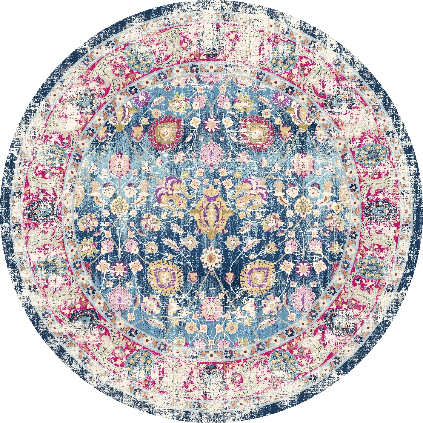Tappeto rotondo - Bouhjar (blu/rosa/multi)