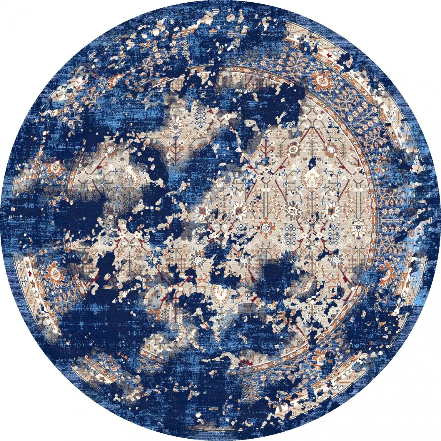 Tappeto rotondo - Temima (blu)