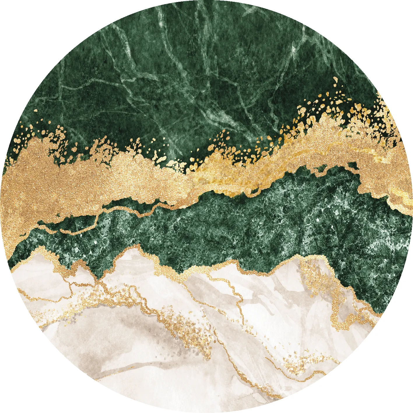 Tappeto rotondo - Padova (verde/bianco/oro)