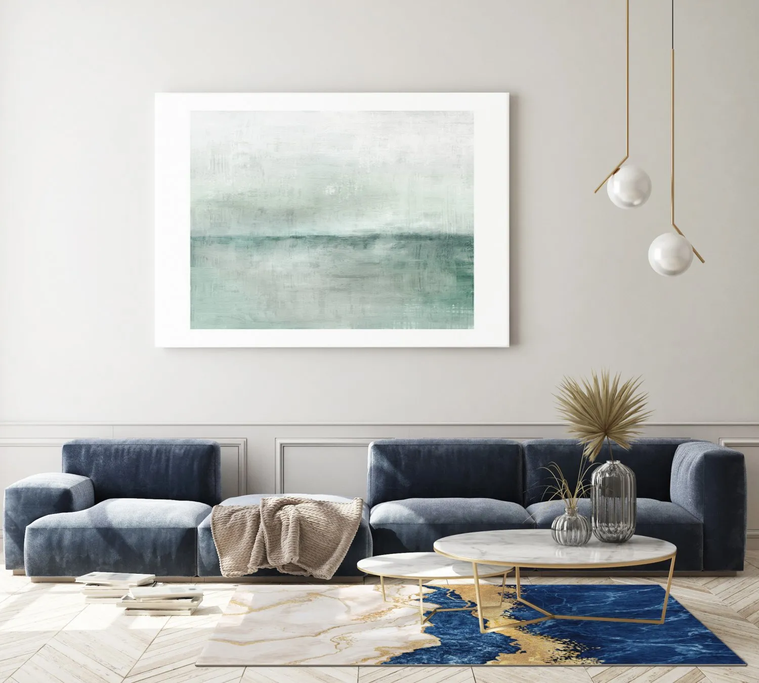 Tappeto Wilton - Padova (blu/bianco/oro)