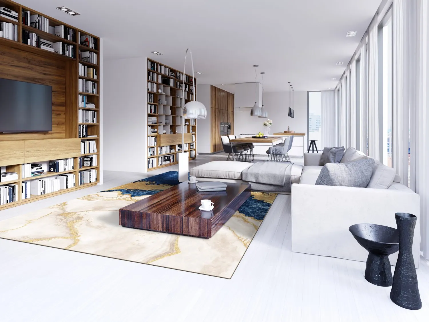 Tappeto Wilton - Padova (blu/bianco/oro)