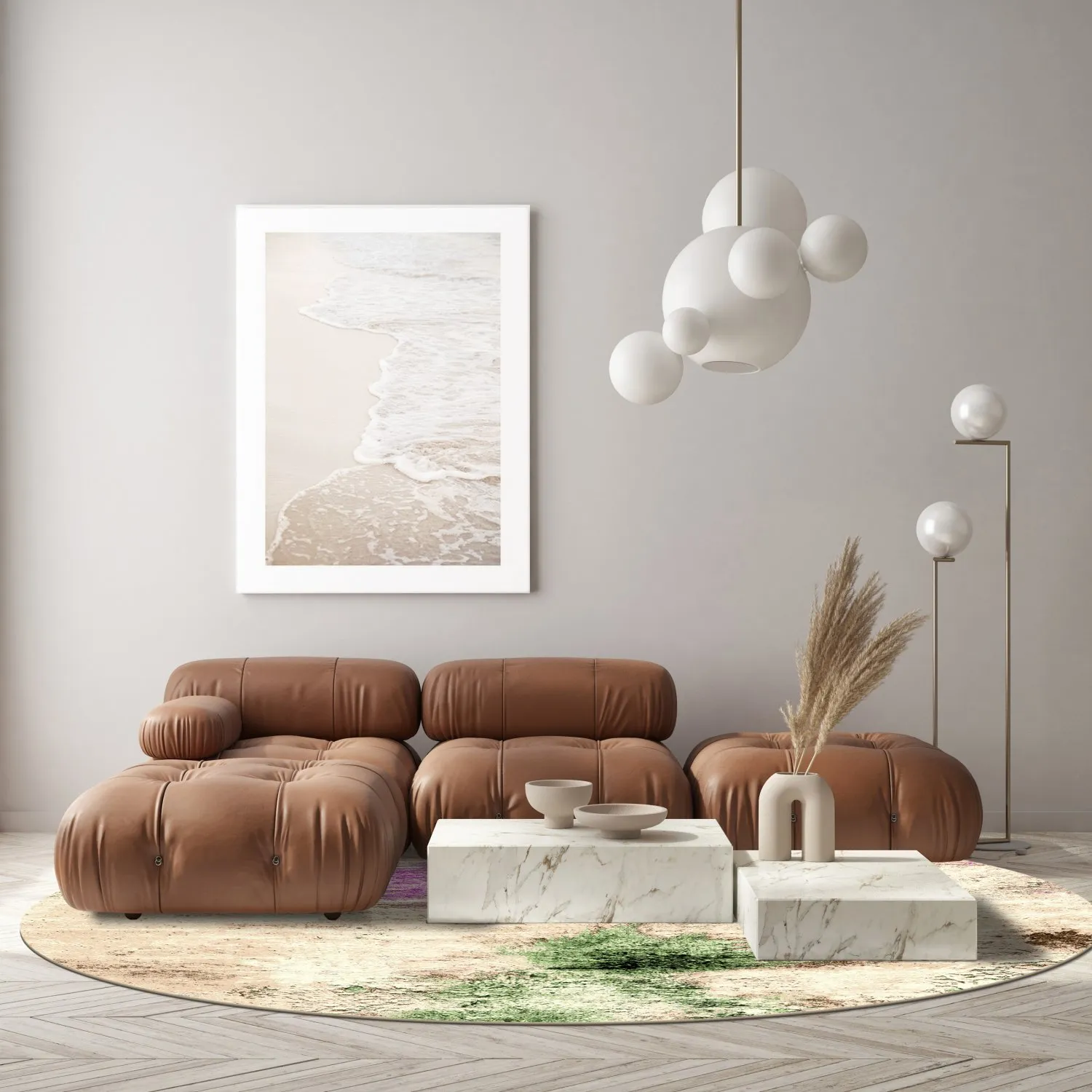 Tappeto rotondo - Dimos (beige/multi)