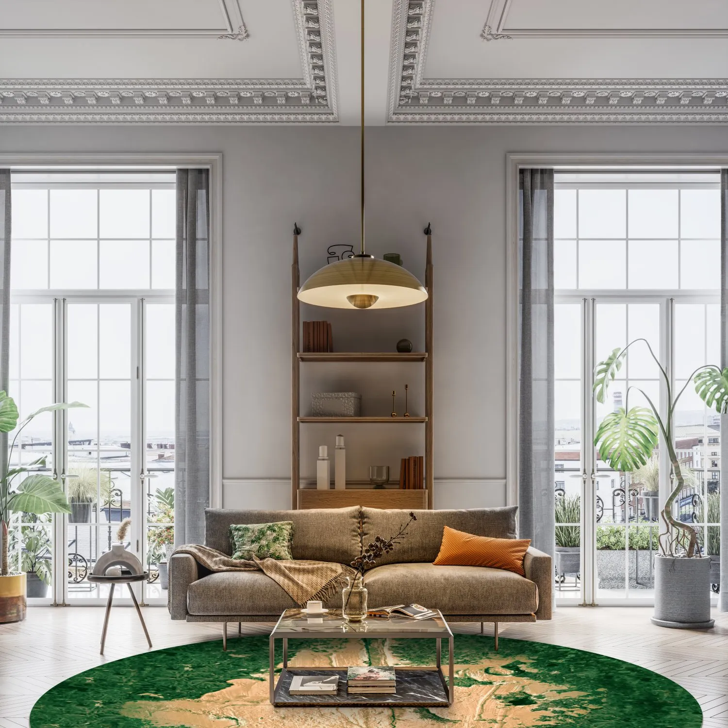 Tappeto rotondo - Positano (beige/verde)
