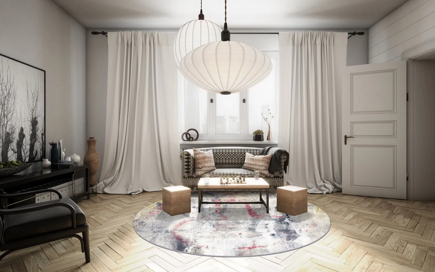 Tappeto rotondo - Laurito (grigio/beige/multi)