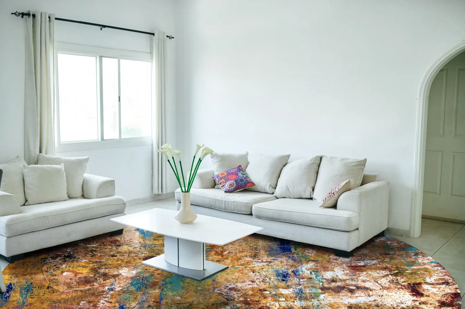 Tappeto rotondo - Trepito (marrone/blu/multi)