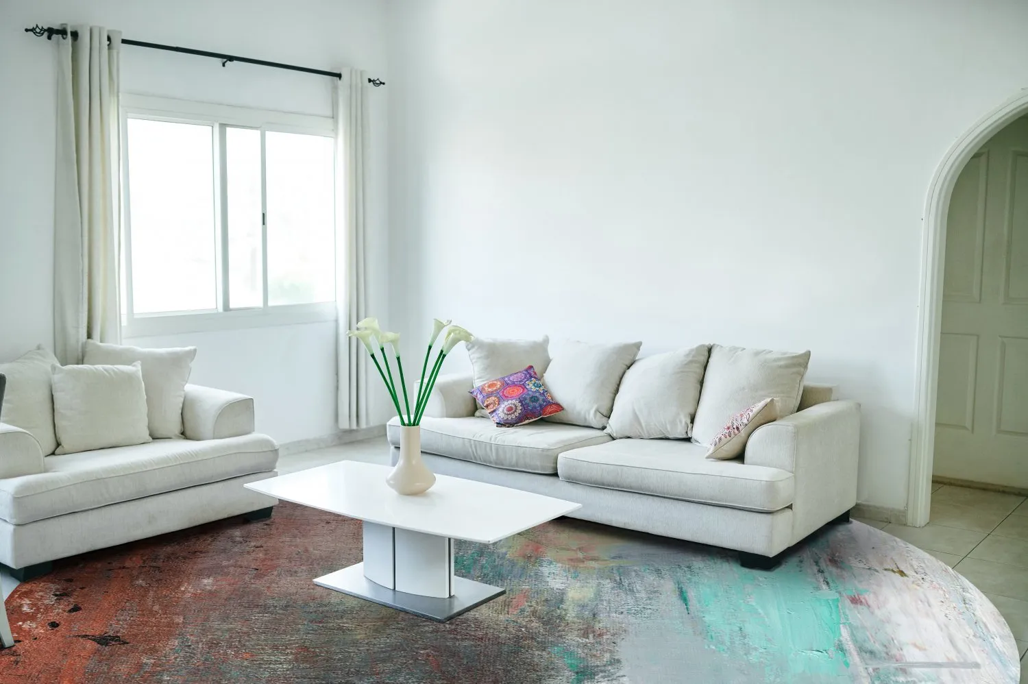 Tappeto rotondo - Andali (grigio/rosso/multi)