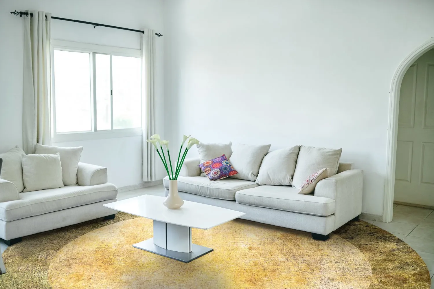 Tappeto rotondo - Campana (beige/giallo)