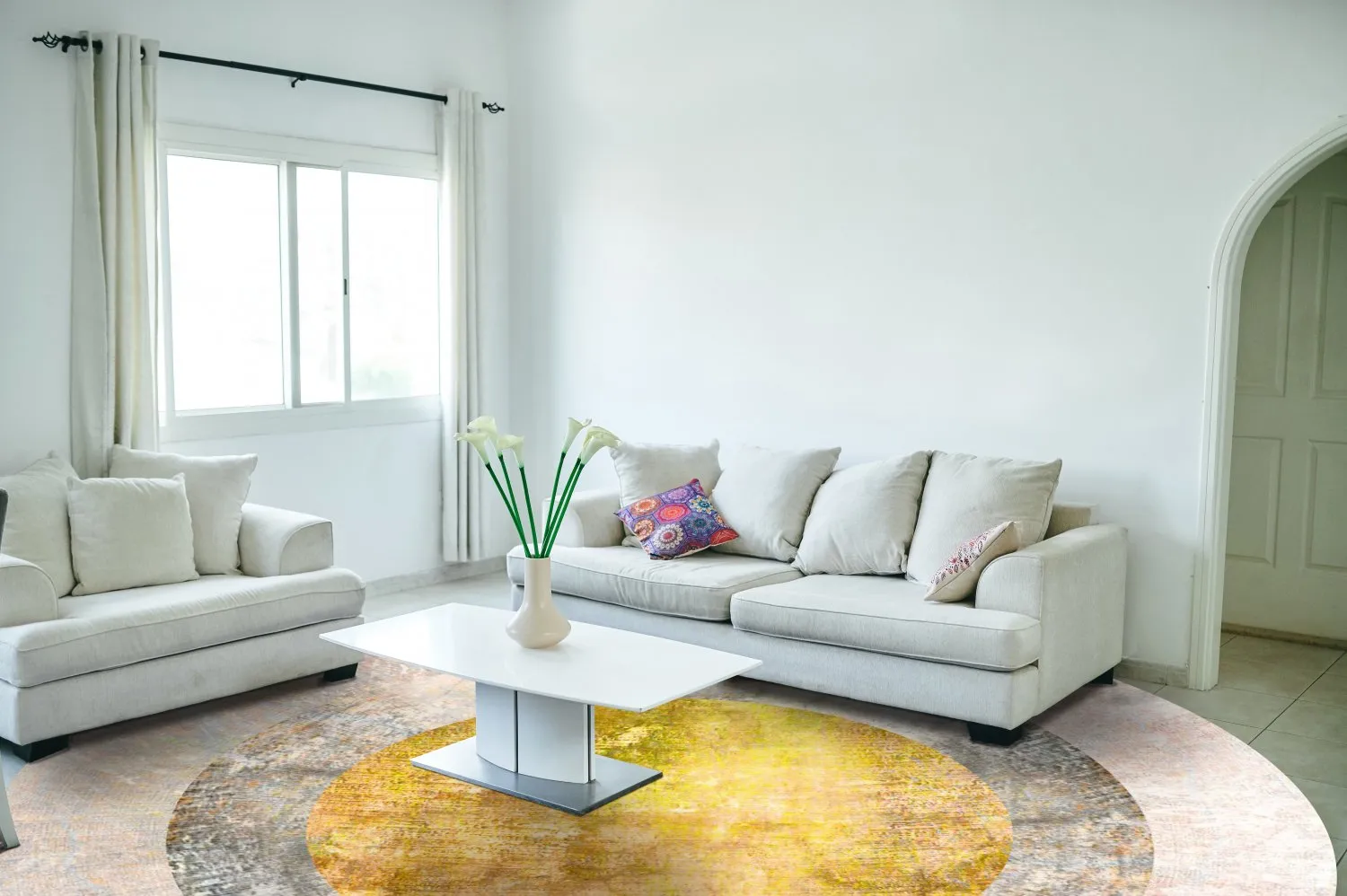 Tappeto rotondo - Budoni (grigio/beige/giallo)