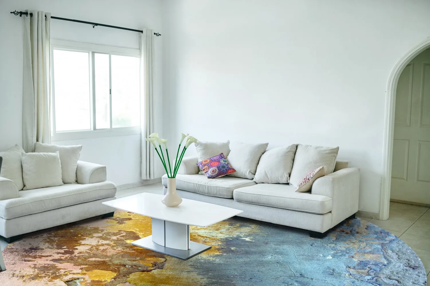 Tappeto rotondo - Manlieu (blu/multi/oro)