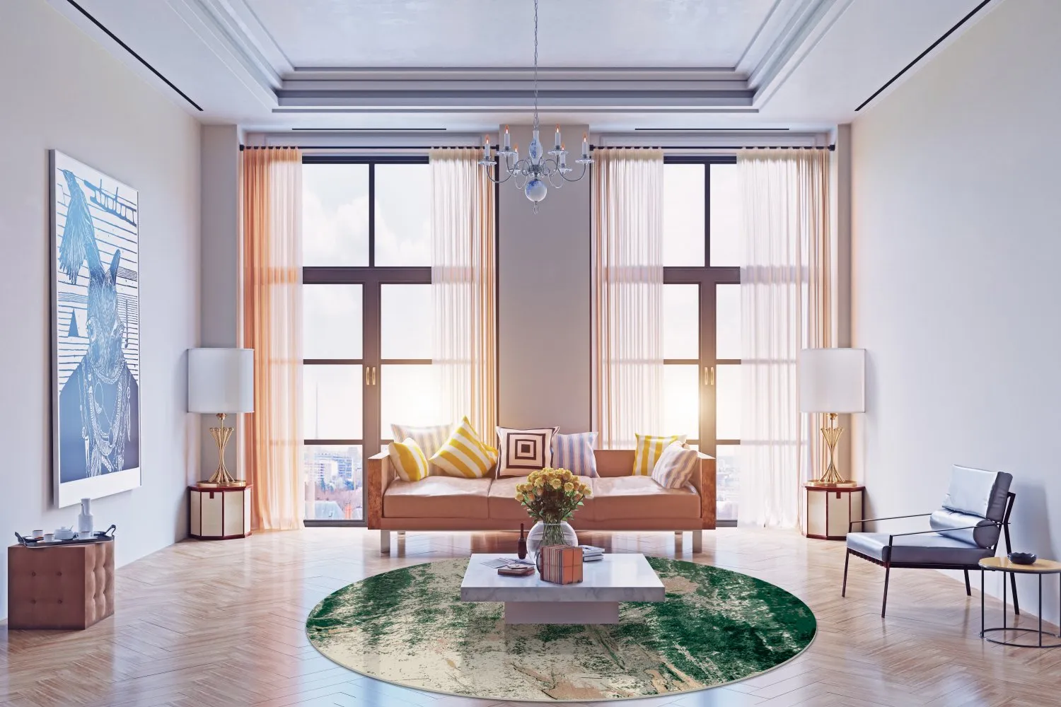 Tappeto rotondo - Tamalous (beige/verde)