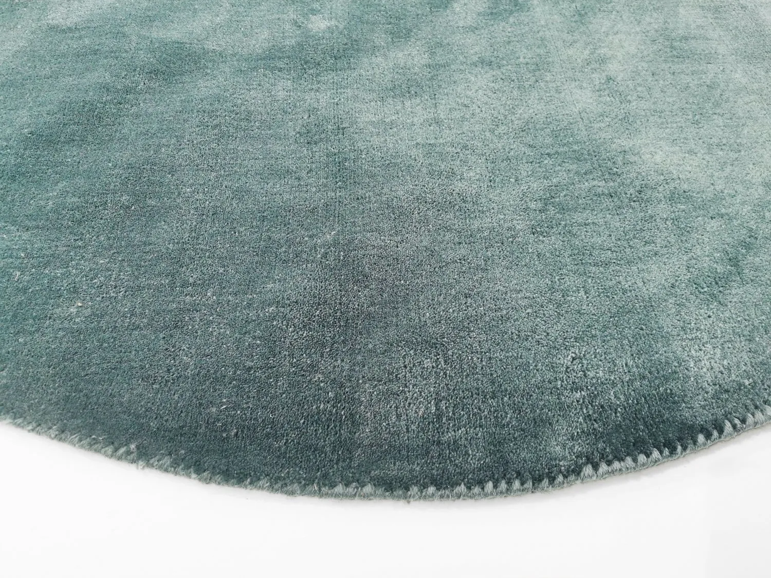 Tappeto rotondo - Recycled PET with viscose look (blu acciaio)