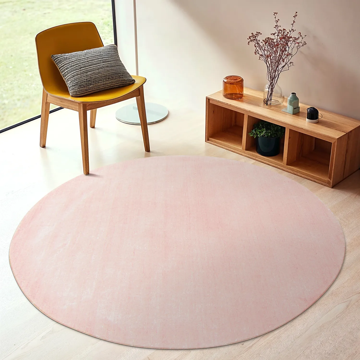 Tappeto rotondo - Recycled PET with viscose look (rosa)