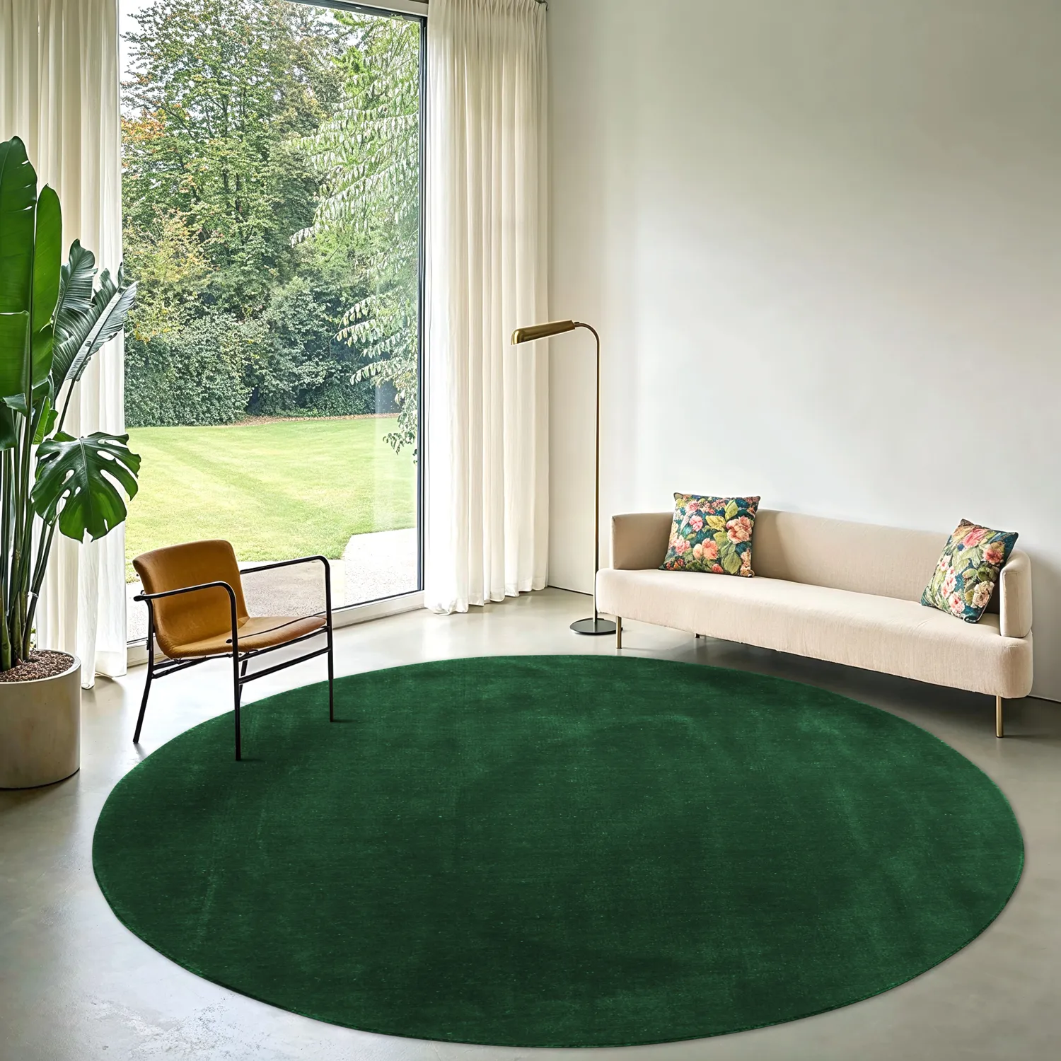Tappeto rotondo - Recycled PET with viscose look (verde)