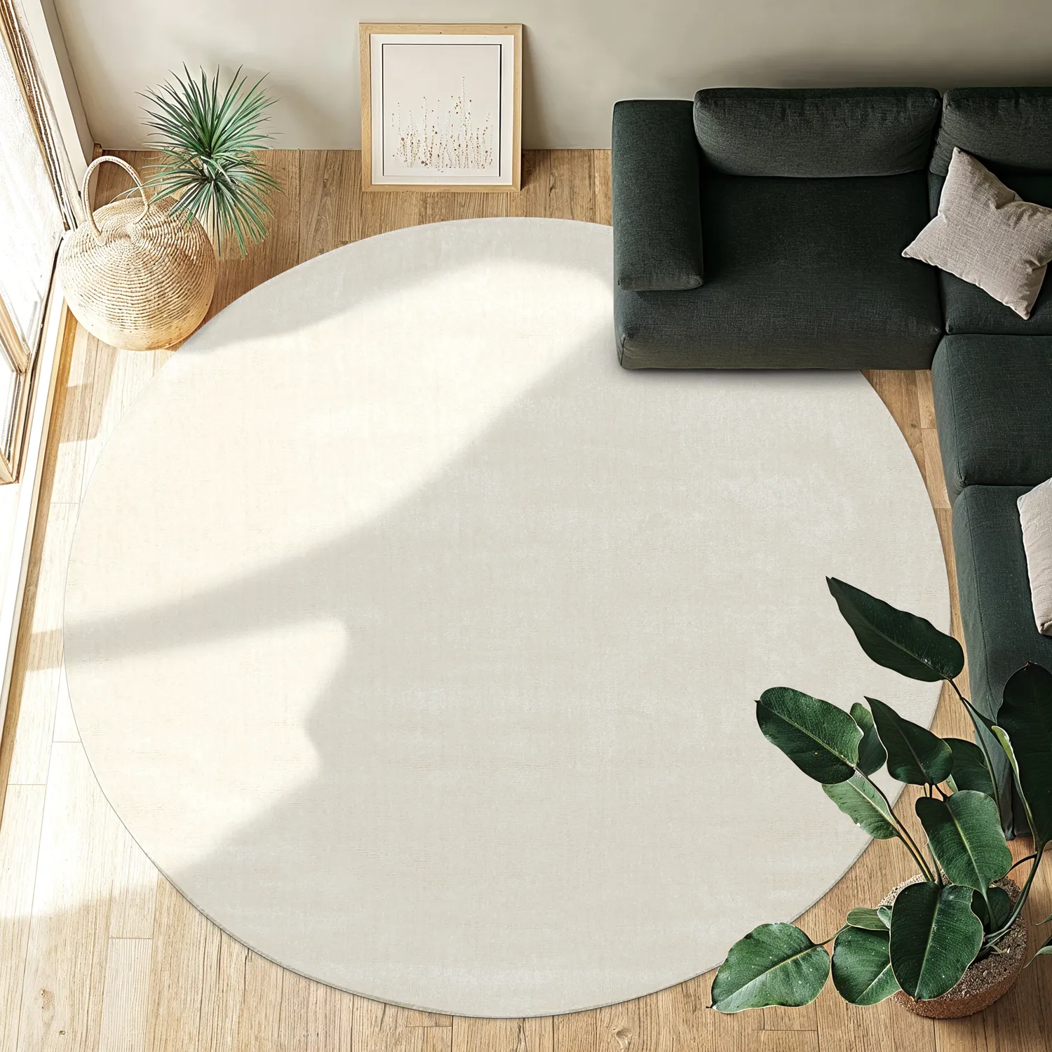Tappeto rotondo - Recycled PET with viscose look (offwhite)