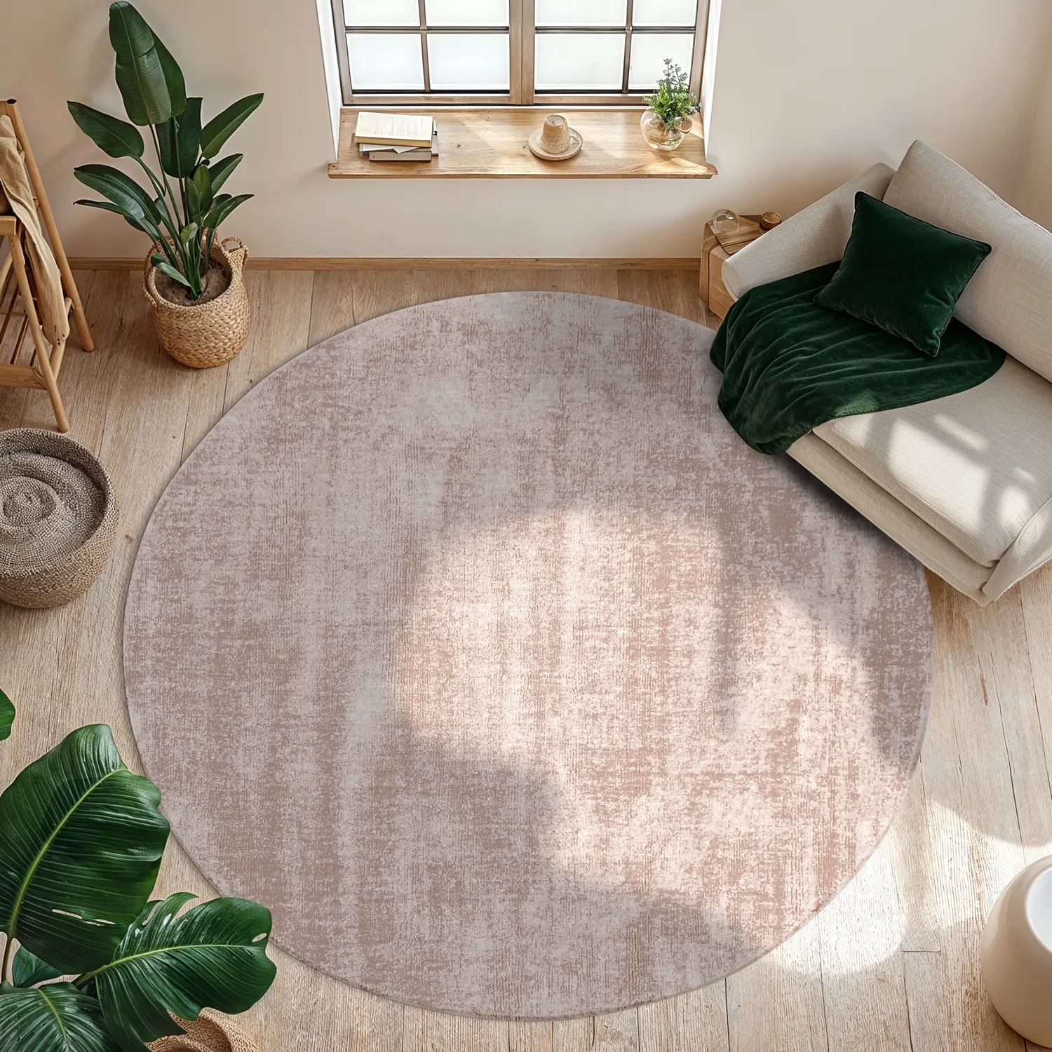 Tappeto rotondo - Recycled PET with viscose look (bruin chiaro)