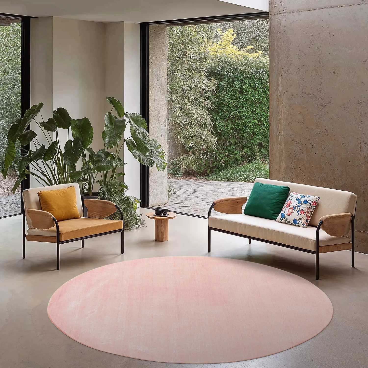 Tappeto rotondo - Recycled PET with viscose look (rosa)