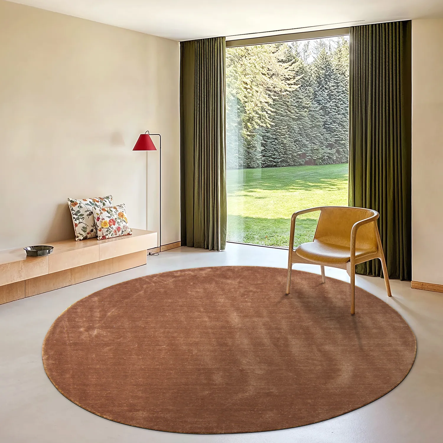 Tappeto rotondo - Recycled PET with viscose look (bruin)